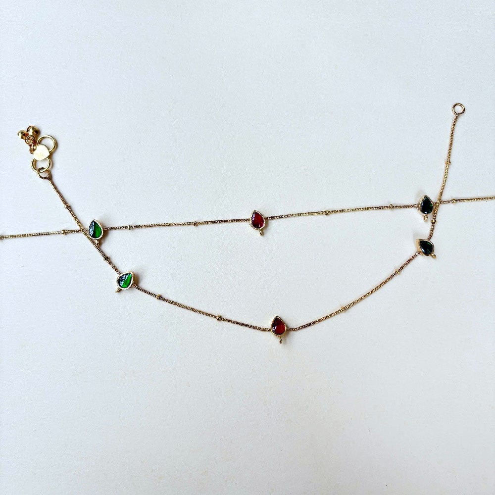 Handmade Brass Metal Jewellery Teardrop Anklet Pair